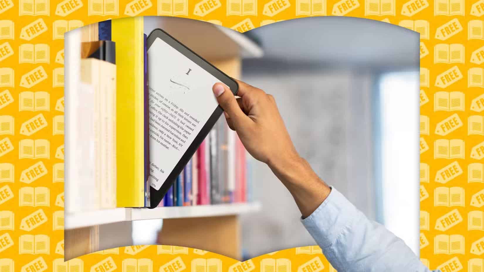 a-person-taking-a-kindle-from-a-bookshelf-full-of-books-1 لماذا يجب تفعيل وضع الطيران في كيندل لتحسين القراءة وتوفير البطارية