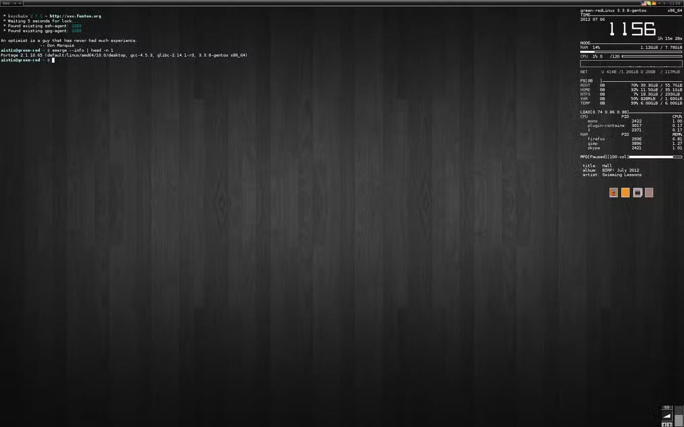 a-standard-gentoo-desktop-with-a-window-manager-running-and-black-background ثلاث توزيعات لينكس قوية يتجنبها حتى المستخدمون المخضرمون بسبب صعوبة استخدامها