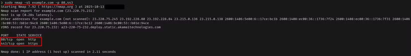 a-terminal-window-displays-the-output-of-the-nmap-command-it-shows-two-ports-scanned-for-the-example-com-domain-ports-80-and-8080 أفضل ثلاثة برامج مفتوحة المصدر لإدارة شبكات ويندوز بكفاءة