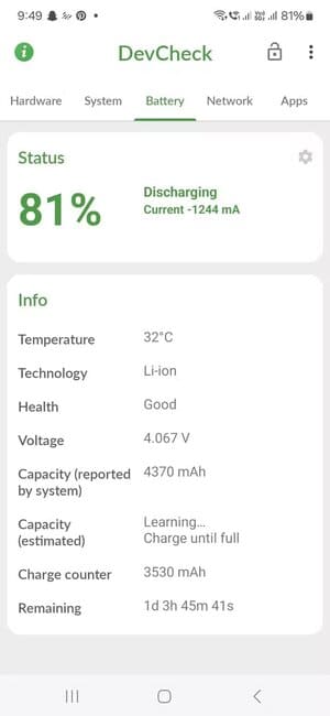 android-battery-health-in-devcheck-app 7 خطوات بسيطة تحافظ على أداء هاتفك الذكي سريعًا لسنوات
