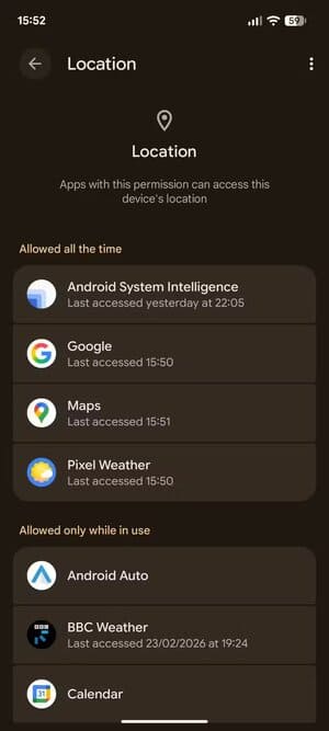 android-permissions-settings إعدادات مهمة في Google Maps يجب تعديلها لحماية خصوصيتك وتقليل التتبع