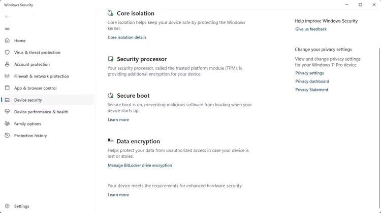 bitlocker-settings-in-settings-app لماذا يتفوق ويندوز على لينكس في الأمان من خلال ثلاث ميزات أساسية