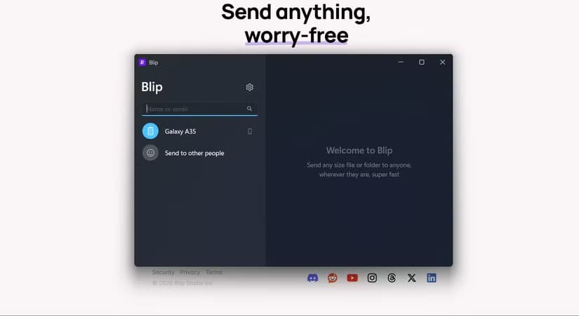 blip-s-interface-on-windows-1 أسرع أداة مجانية لنقل الملفات بدون قيود بديل التخزين السحابي