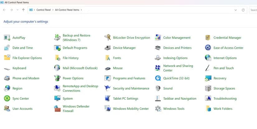 control-panel-windows-11 لماذا يصعب إعادة بناء نظام ويندوز من الصفر بسبب توافق البرامج