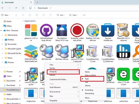 explorer-3 تنظيم مجلد التنزيلات في ويندوز تلقائيًا باستخدام ثلاث ميزات مخفية
