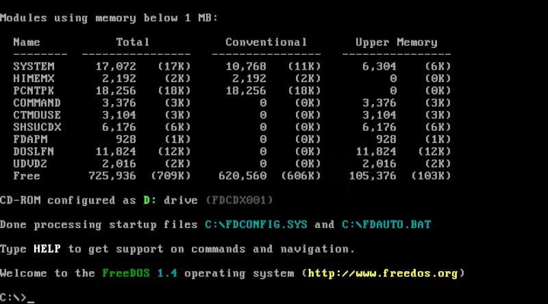 freedos-prompt 9 أنظمة تشغيل مفتوحة المصدر بديلة تستحق التجربة بعيدًا عن Linux