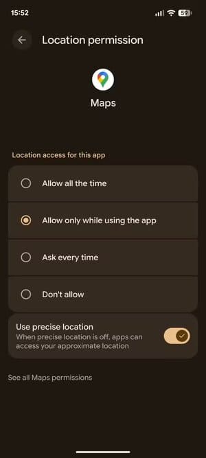 google-maps-location-permission إعدادات مهمة في Google Maps يجب تعديلها لحماية خصوصيتك وتقليل التتبع