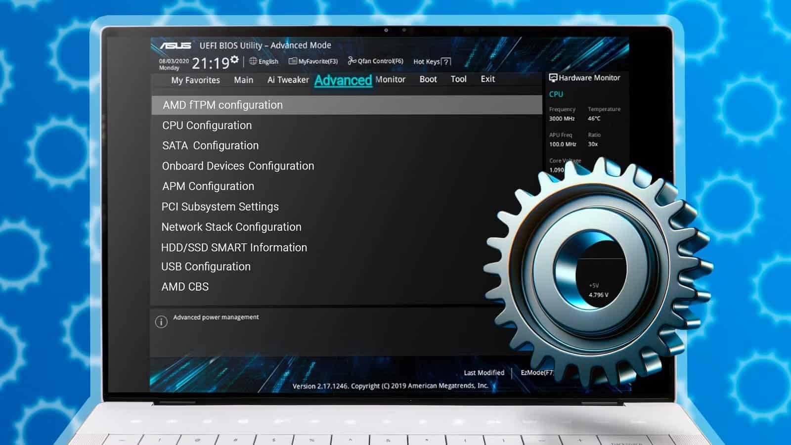 laptop-with-the-asus-bios-screen تحديث BIOS أصبح ضرورة لحماية الحاسوب وتحسين الأداء