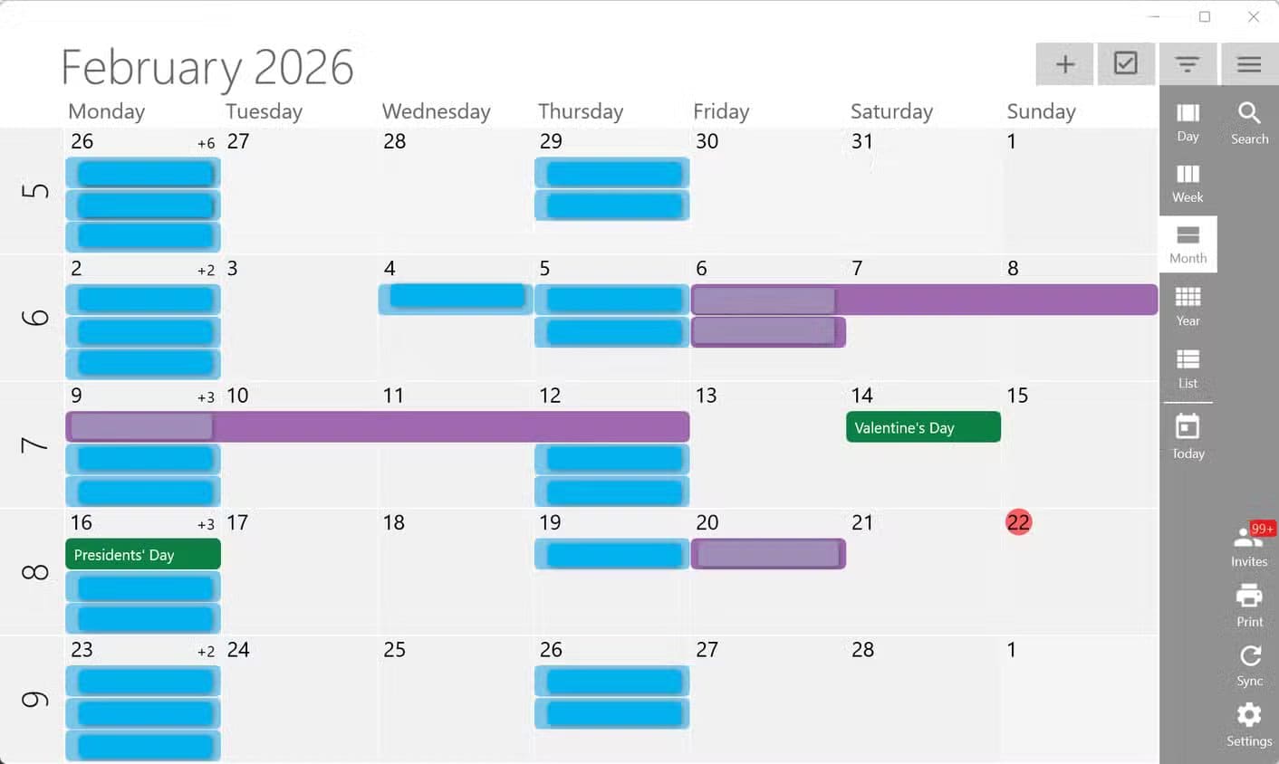 one-calendar-for-february أفضل أربعة تطبيقات إنتاجية لويندوز تساعدك على إنجاز العمل بسرعة