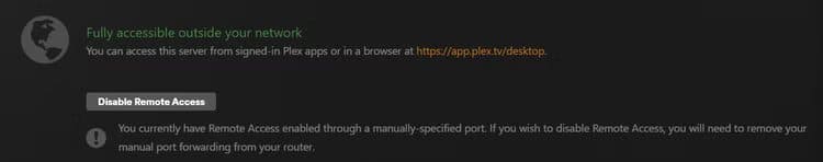 plex-remote-access-test-showing-green حل مشاكل البث عن بُعد في Plex وضمان استقرار التشغيل بدون انقطاع
