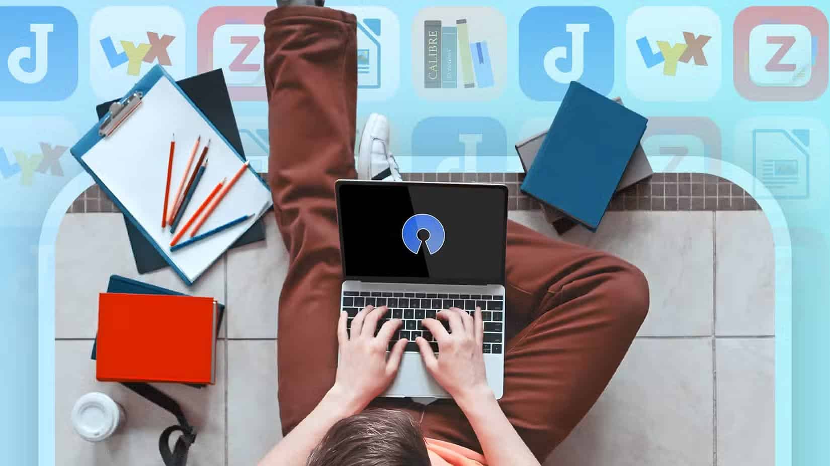 student-laptop-books-open-source-logo لماذا يفضل بعض المبرمجين تعلم البرمجة باستخدام محرر Kate بدلاً من VS Code