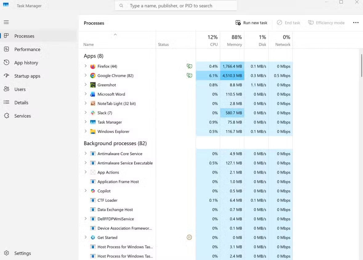 task-manger-2 ثلاث معلومات مضللة يعرضها مدير المهام في ويندوز عن أداء جهازك