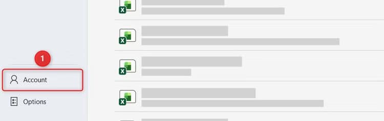 the-account-button-in-excel-s-file-menu 6 إعدادات في واجهة Excel يجب تعديلها لزيادة السرعة والدقة قبل إنشاء أي جدول