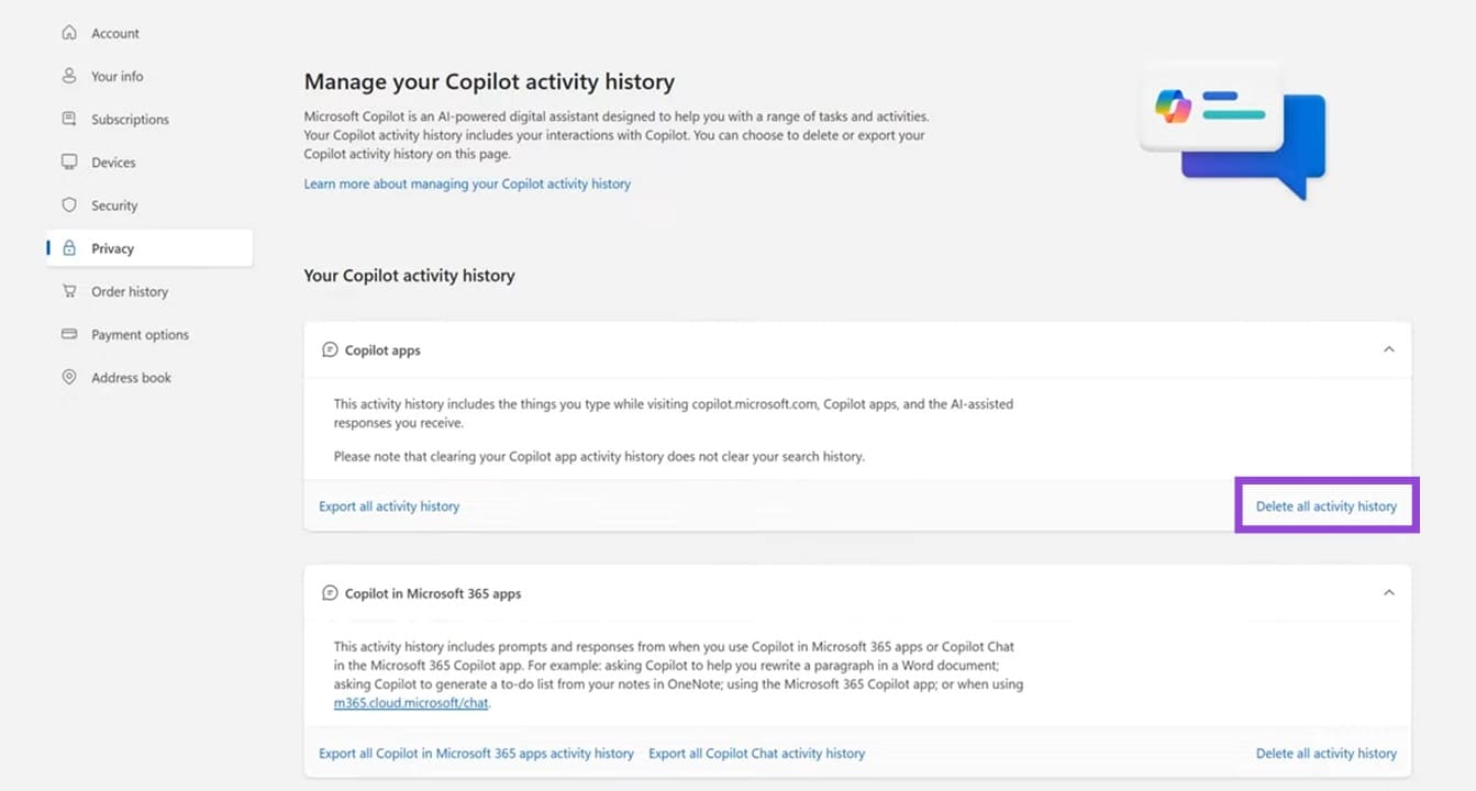 How-to-Delete-Copilot-Chat-History-5 طريقة حذف سجل محادثات Copilot بسهولة وحماية خصوصيتك