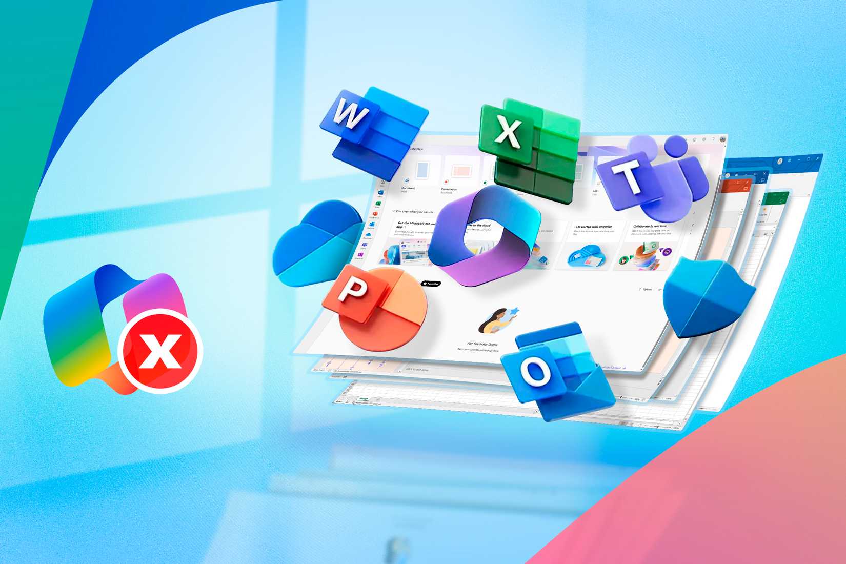 some-microsoft-365-screens-and-icons-with-the-copilot-logo-with-an-x الحقيقة المرة حول Copilot: Microsoft تعلم أنه عديم الفائدة