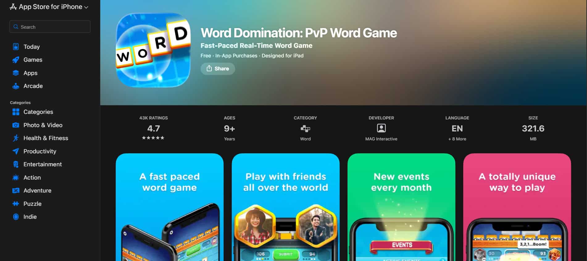 word-domination أفضل 17+ لعبة تهجئة مجانية مثل NYT