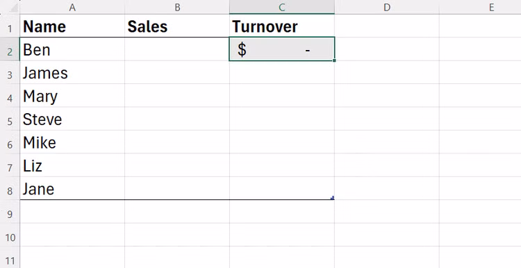 excel-worksheet-showing-a-manually-formatted-turnover-cell-selected-in-a-column 5 أدوات تنسيق في Excel تجعل جداول البيانات أكثر احترافية وتنظيمًا