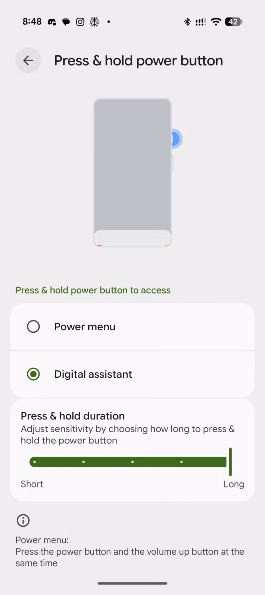 press-and-hold-power-button-settings-with-digital-assistant-selected-over-power-menu-scaled 5 إعدادات أغيّرها فورًا عند شراء هاتف Google Pixel جديد