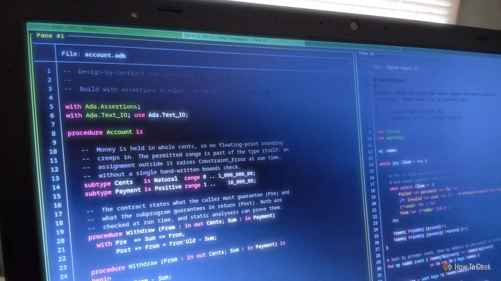 a-close-up-photo-of-a-terminal-window-that-displays-ada-and-perl-code-1 3 لغات برمجة قديمة لا تزال مطلوبة ويمكن أن تقودك إلى وظيفة جيدة