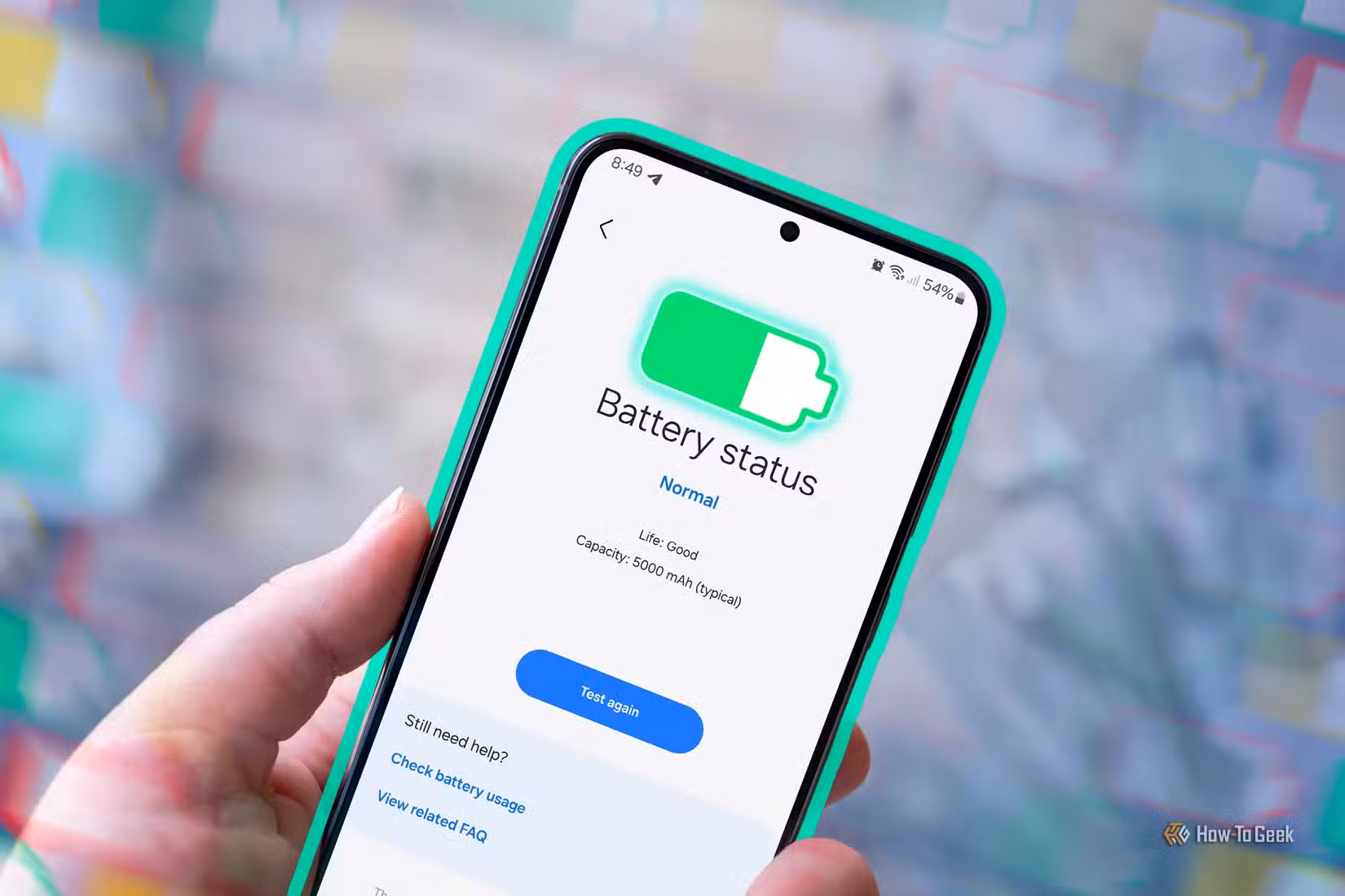 a-samsung-phone-with-the-battery-status-screen كيف جعلت هاتف Galaxy عمره 6 سنوات يعمل أسبوعًا بشحنة واحدة