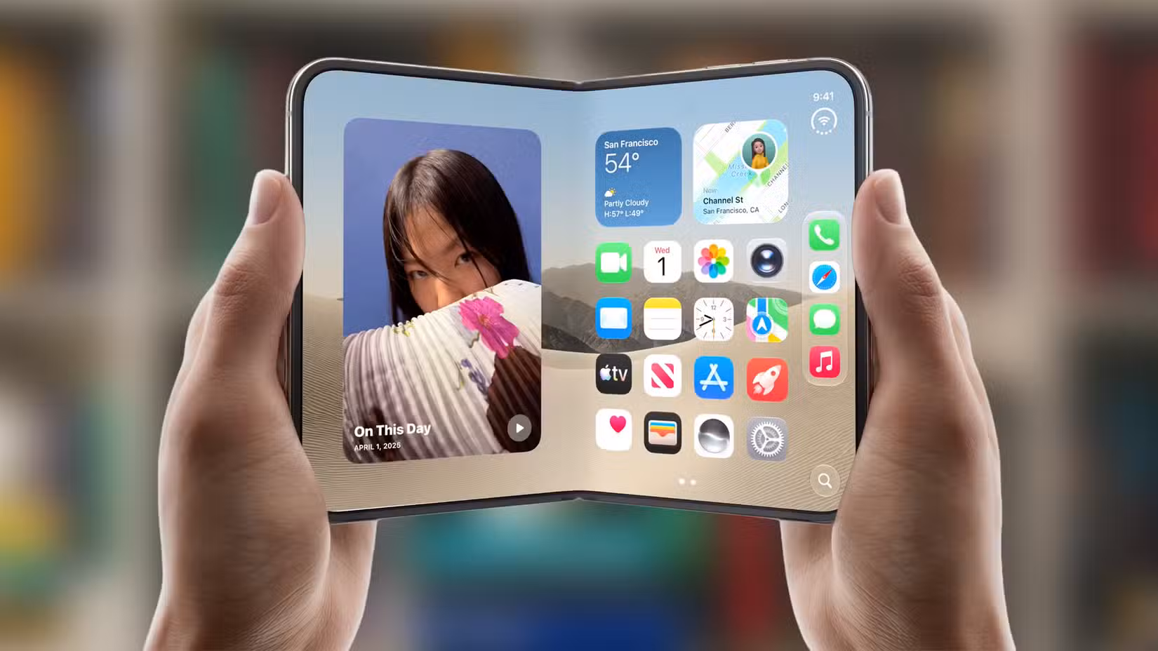 apple-iphone-duo-bookshelf-2 iPhone Duo يكشف 7 سنوات من تأخر آيفون عن منافسي الهواتف القابلة للطي