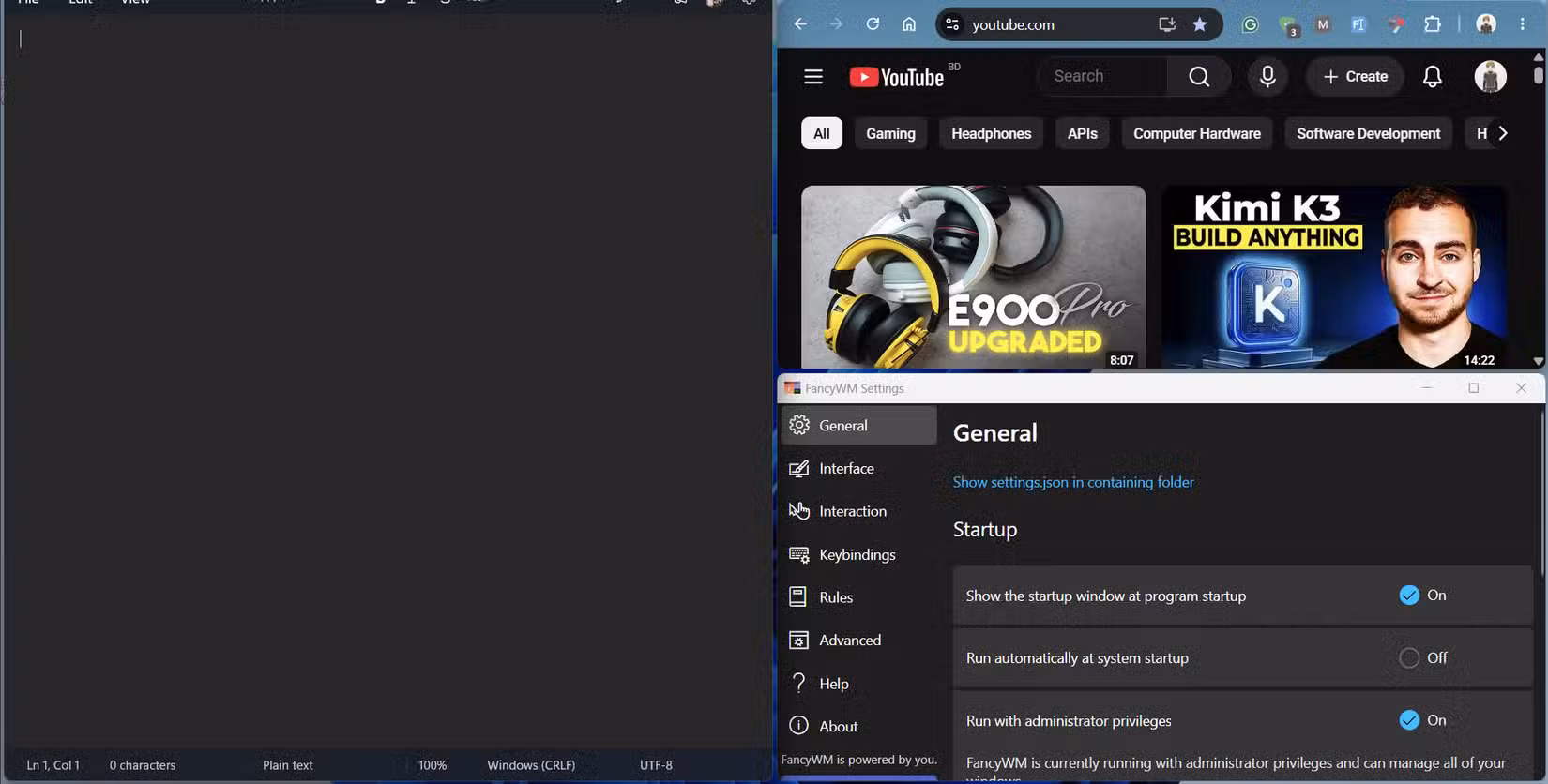 dynamic-window-tiling-using-fancywm أفضل 3 أدوات مفتوحة المصدر لسطح المكتب الافتراضي على ويندوز