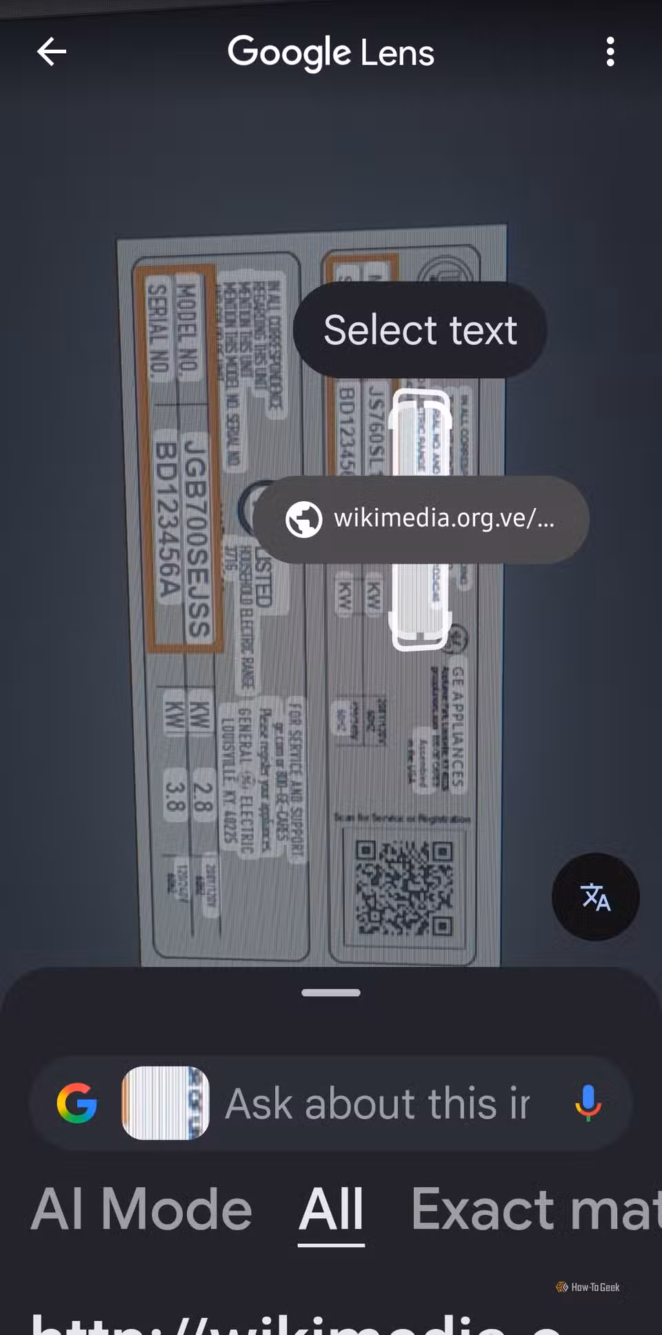 getting-model-numbers-and-such-using-google-lens 6 استخدامات ذكية لـ Google Lens توفر وقتك في مهام يومية