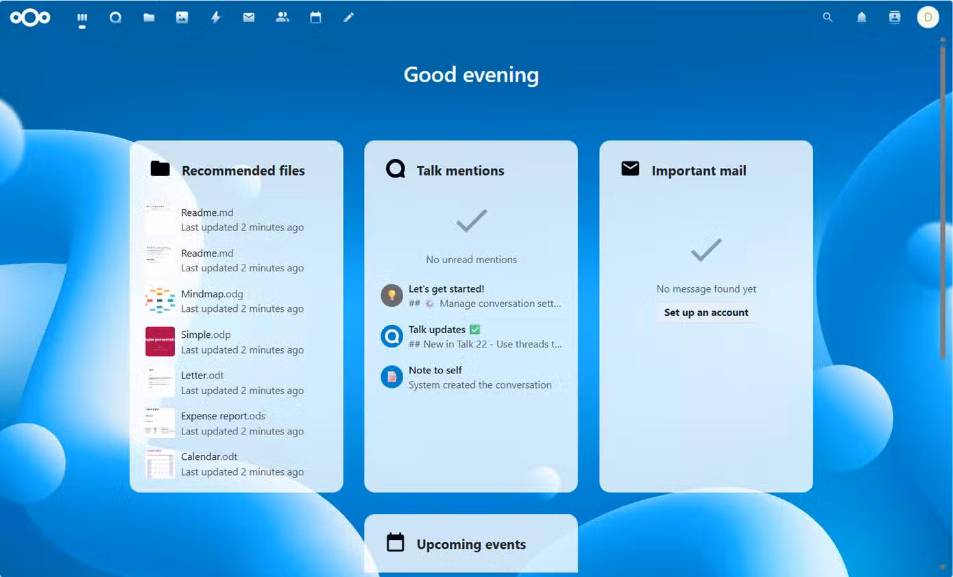 nextcloud-homescreen-overview 3 تطبيقات مجانية مفتوحة المصدر تغنيك عن الاشتراكات المدفوعة