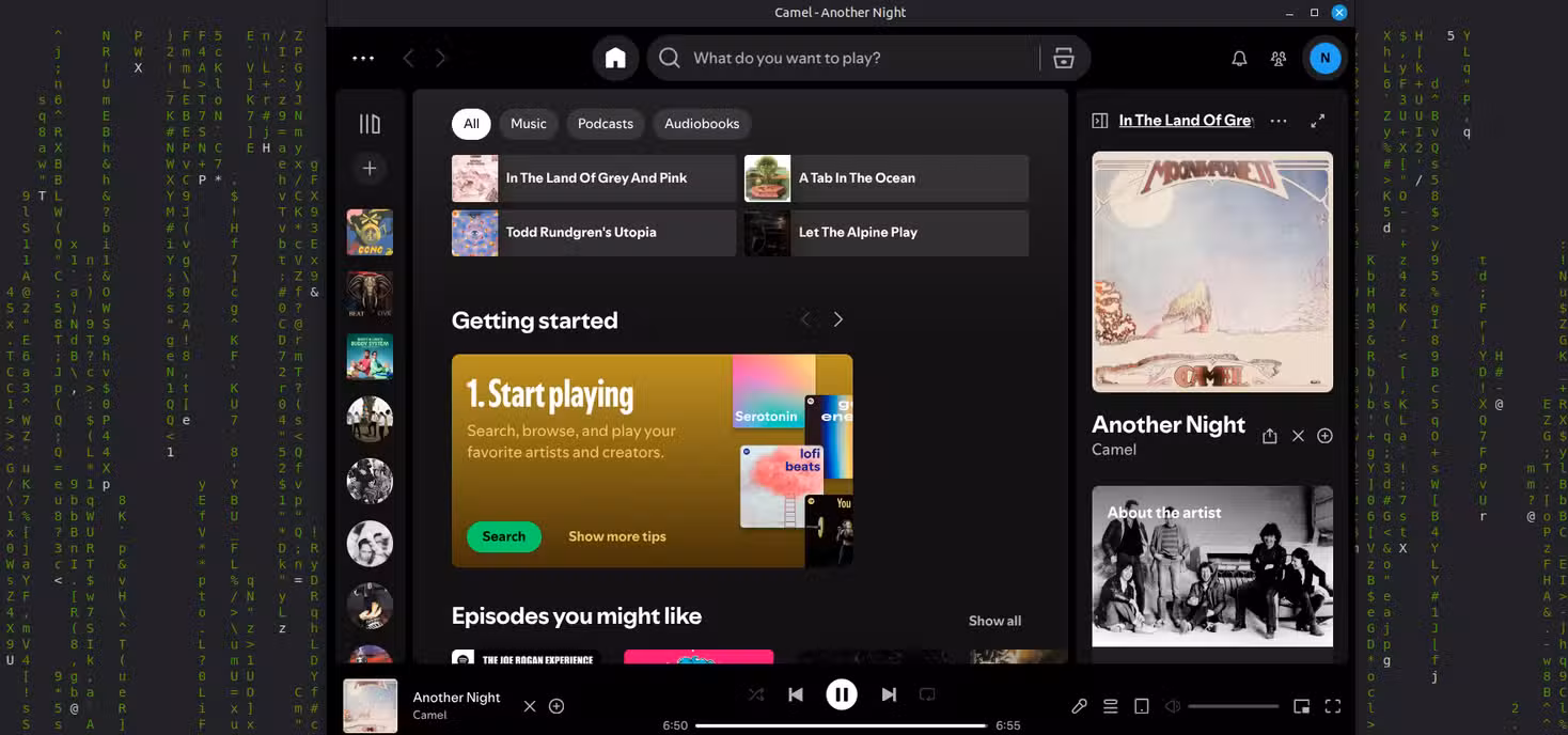 pairing-the-linux-spotify-app-with-the-mobile-app-and-playing-a-song-by-the-band-camel أفضل مشغل موسيقى لنظام Linux كبديل لسبوتيفاي على سطح المكتب