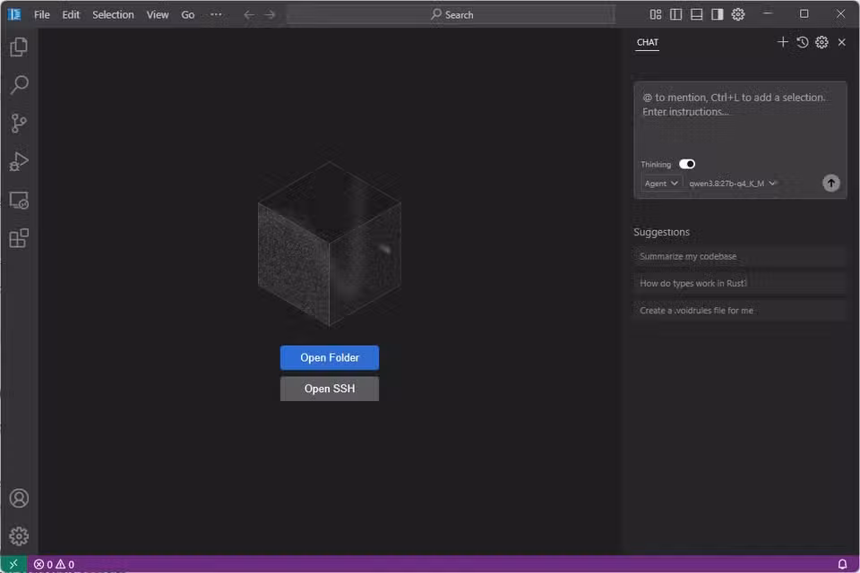 vscode-editor-showing-3d-cube-with-dark-theme 4 بدائل مفتوحة المصدر لـ VS Code تمنحك حرية أكبر في استخدام المحرر